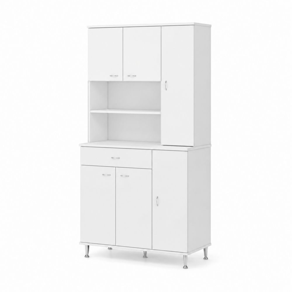 Buffetschrank mit Schiebetür und Schubladen Holzwerkstoff Weiß