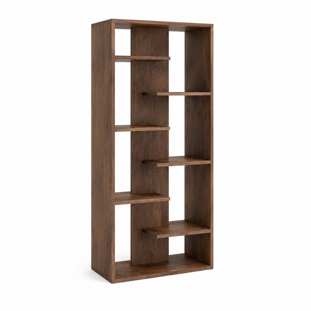Bücherregal aus Walnussholz mit 9 Fächern, 180x90x30cm