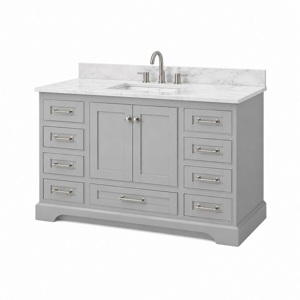 Badezimmerschrank MDF mit Marmorplatte Grau