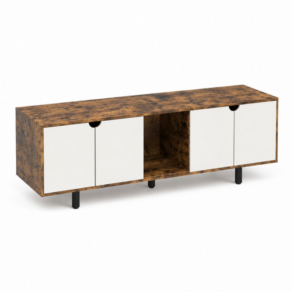 TV-Schrank Holzfaserplatte Metallbeine Braun/Weiß 120x40x50cm