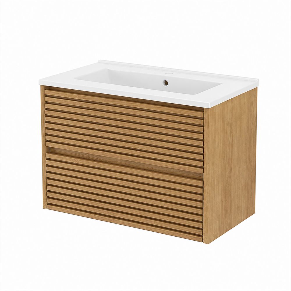 Wandmontierter Waschtischunterschrank Eichenholz Weiß 80x60x45cm