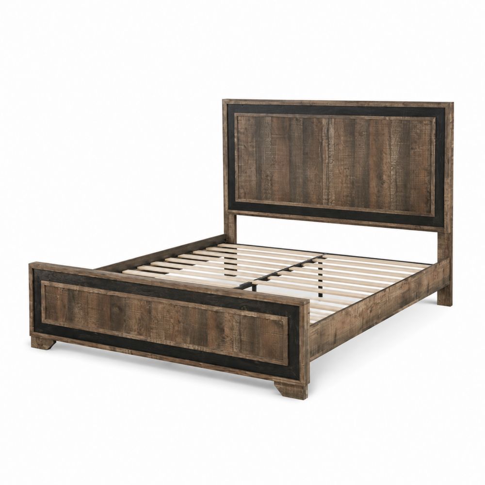 Massivholzbett 200x160cm Braun/Schwarz