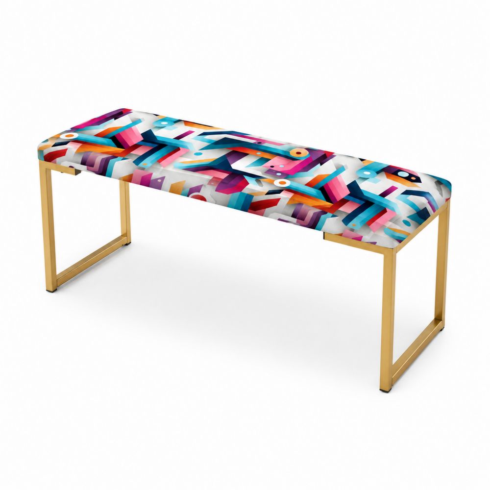 Bank mit Polyester und Edelstahlrahmen Mehrfarbig 120x40x45cm