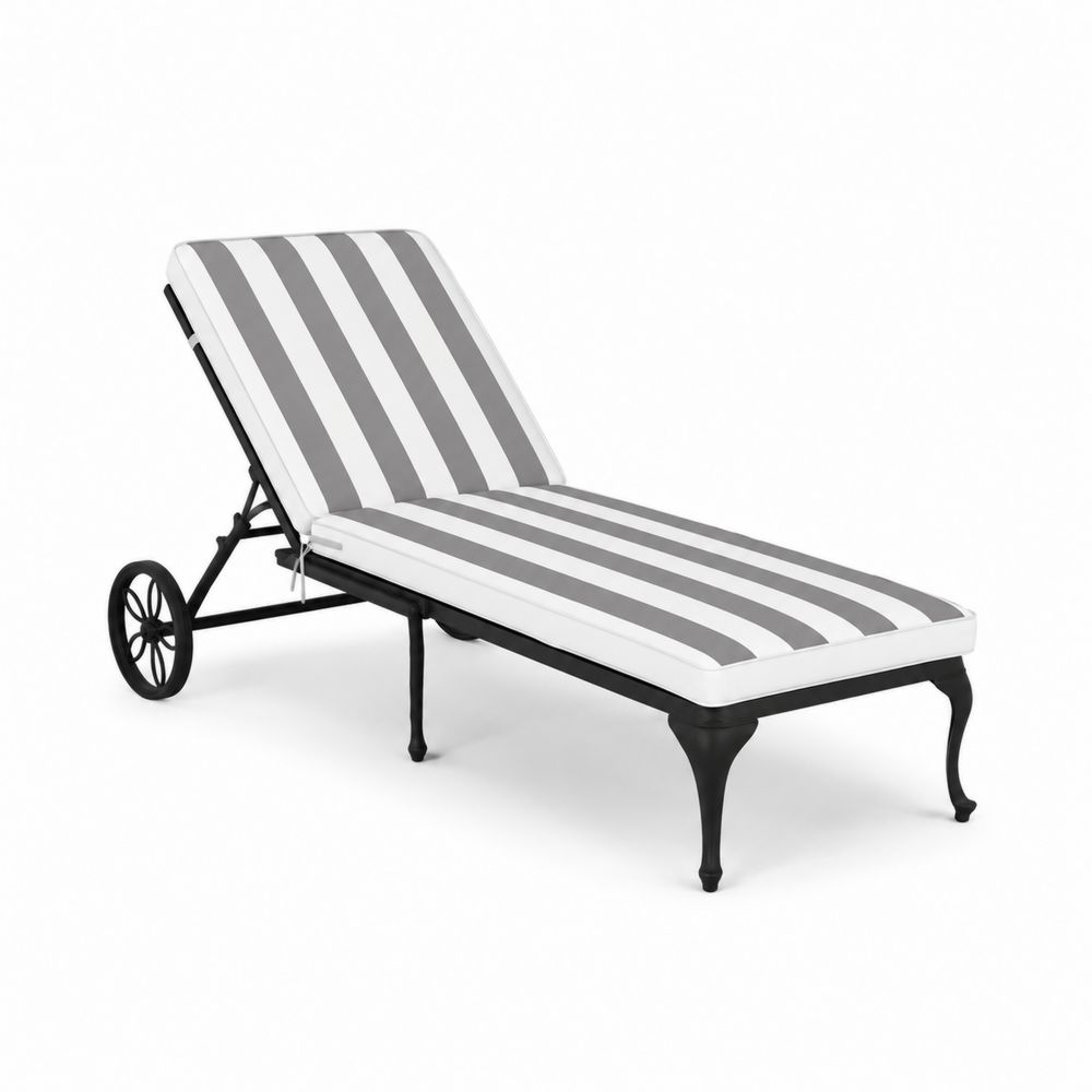 Liegestuhl Aluminium mit Verstellbarer Rückenlehne Schwarz/Weiß gestreift