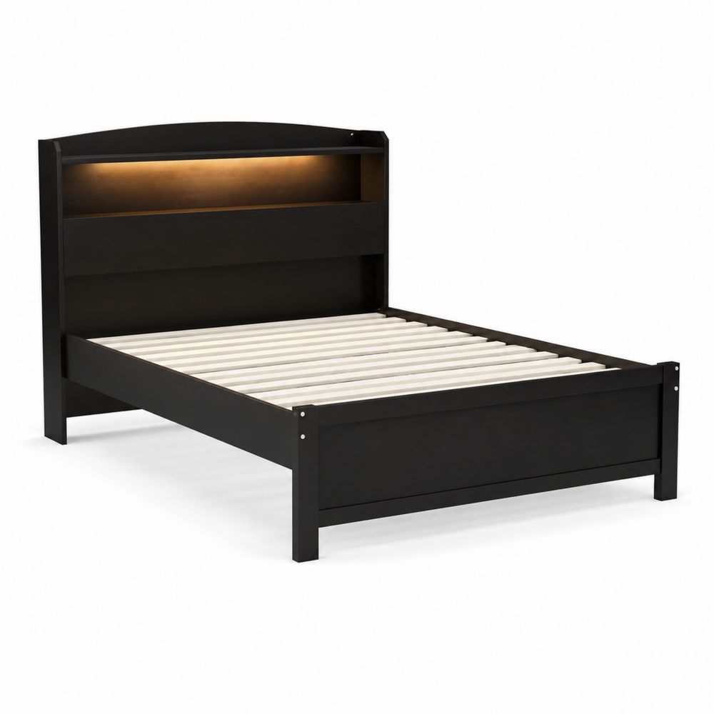 Bett mit Ablagefunktion MDF Schwarz 200x160 cm