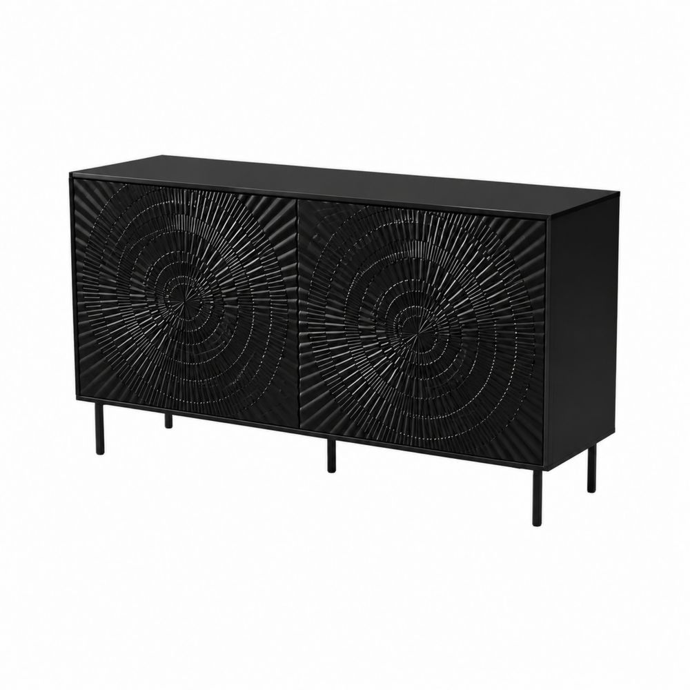 Metall Sideboard Schwarz 120x40x80 cm