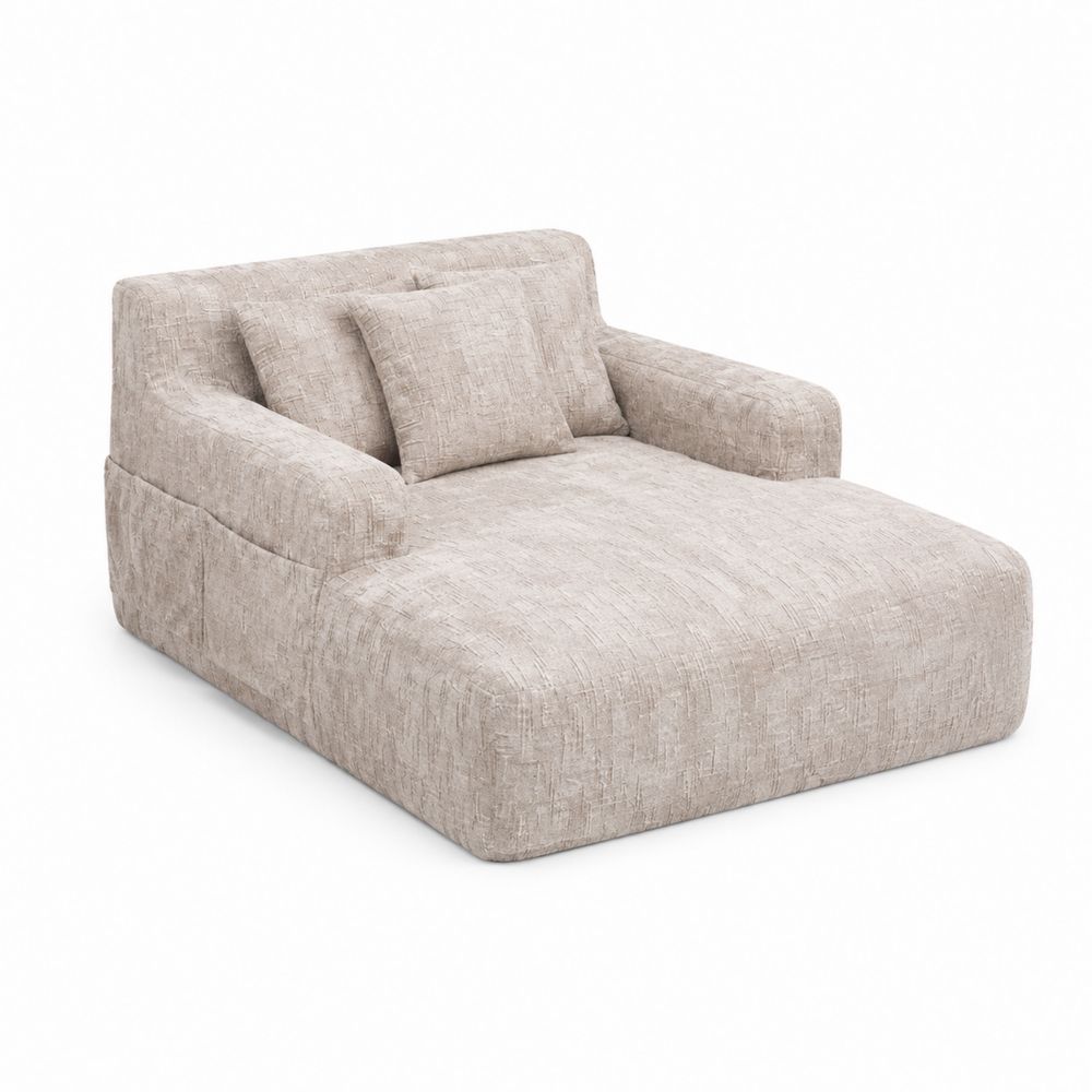 Chaiselongue aus Leinenstoff Beige 200x140x85 cm
