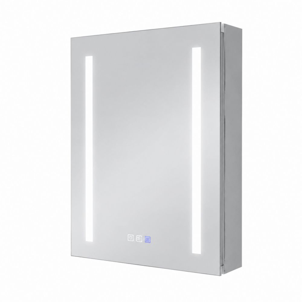 Badezimmerspiegelschrank aus Aluminium mit LED 80x60x12 cm Silber