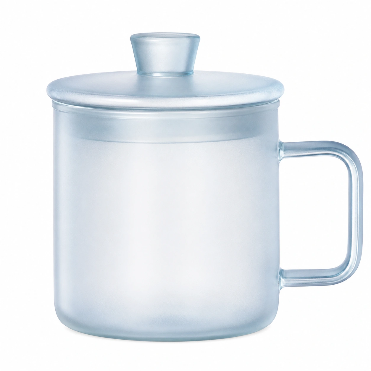 Taza de Vidrio con Tapa 400ml Transparente Acabado Mate-BELLOMAISON