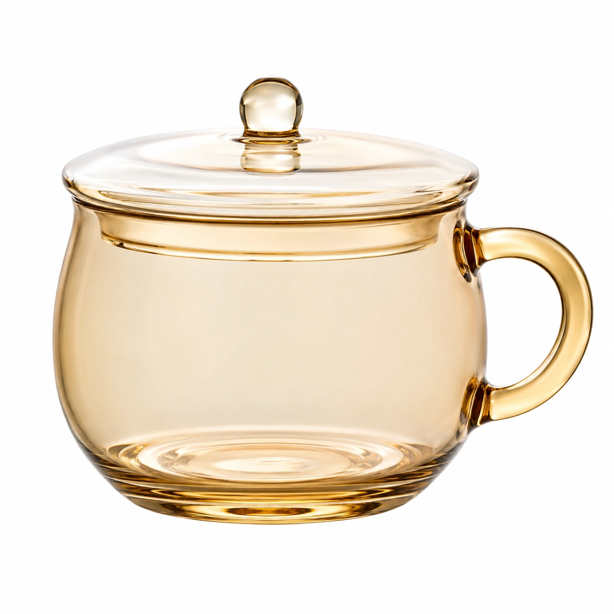 Taza de Cristal con Tapa Ámbar 500ml-BELLOMAISON