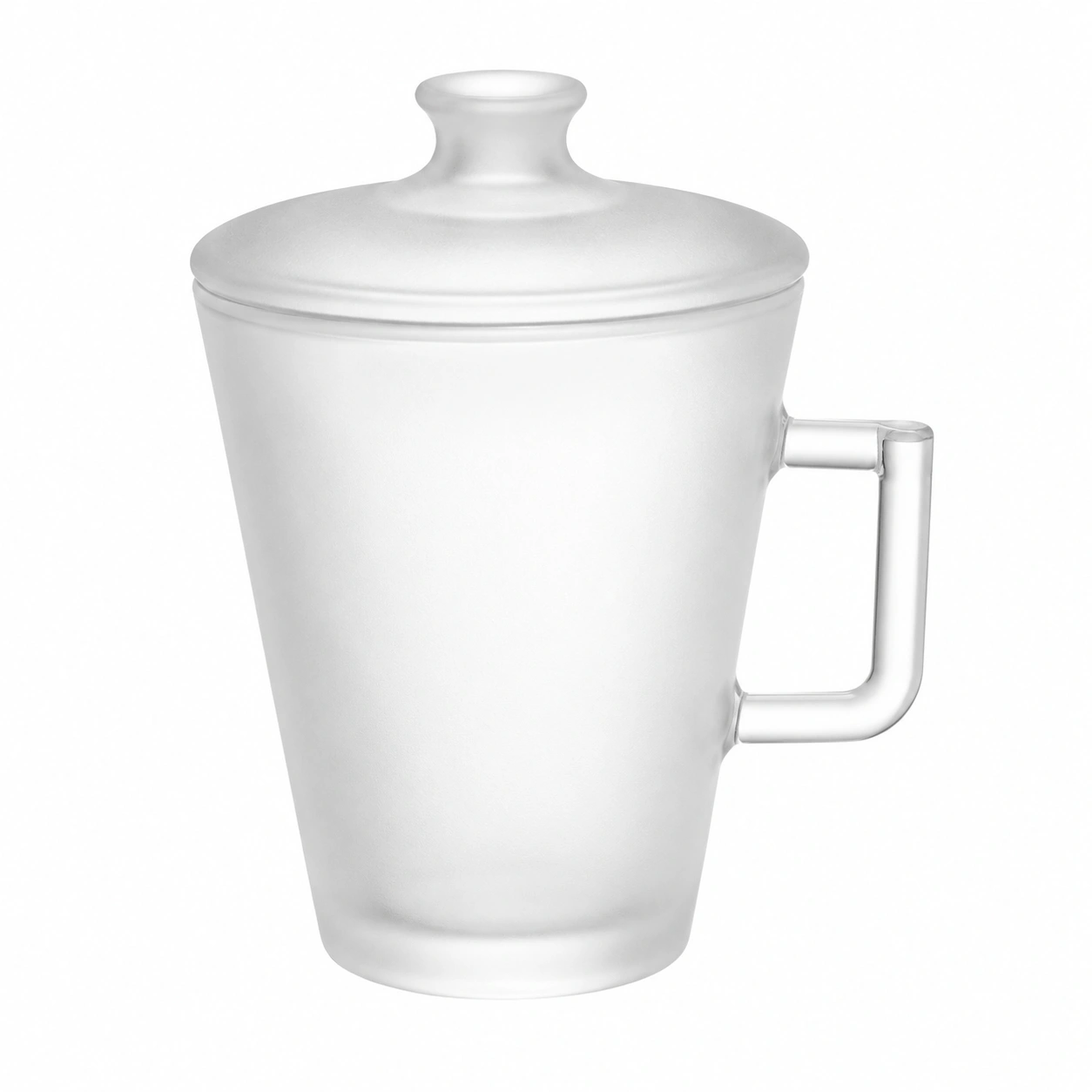 Taza de Vidrio Esmerilado con Tapa 350ml Transparente-BELLOMAISON