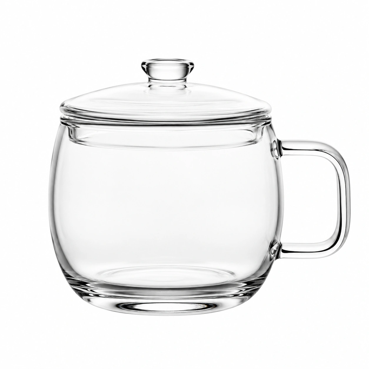 Taza de Vidrio con Tapa 500ml Transparente-BELLOMAISON