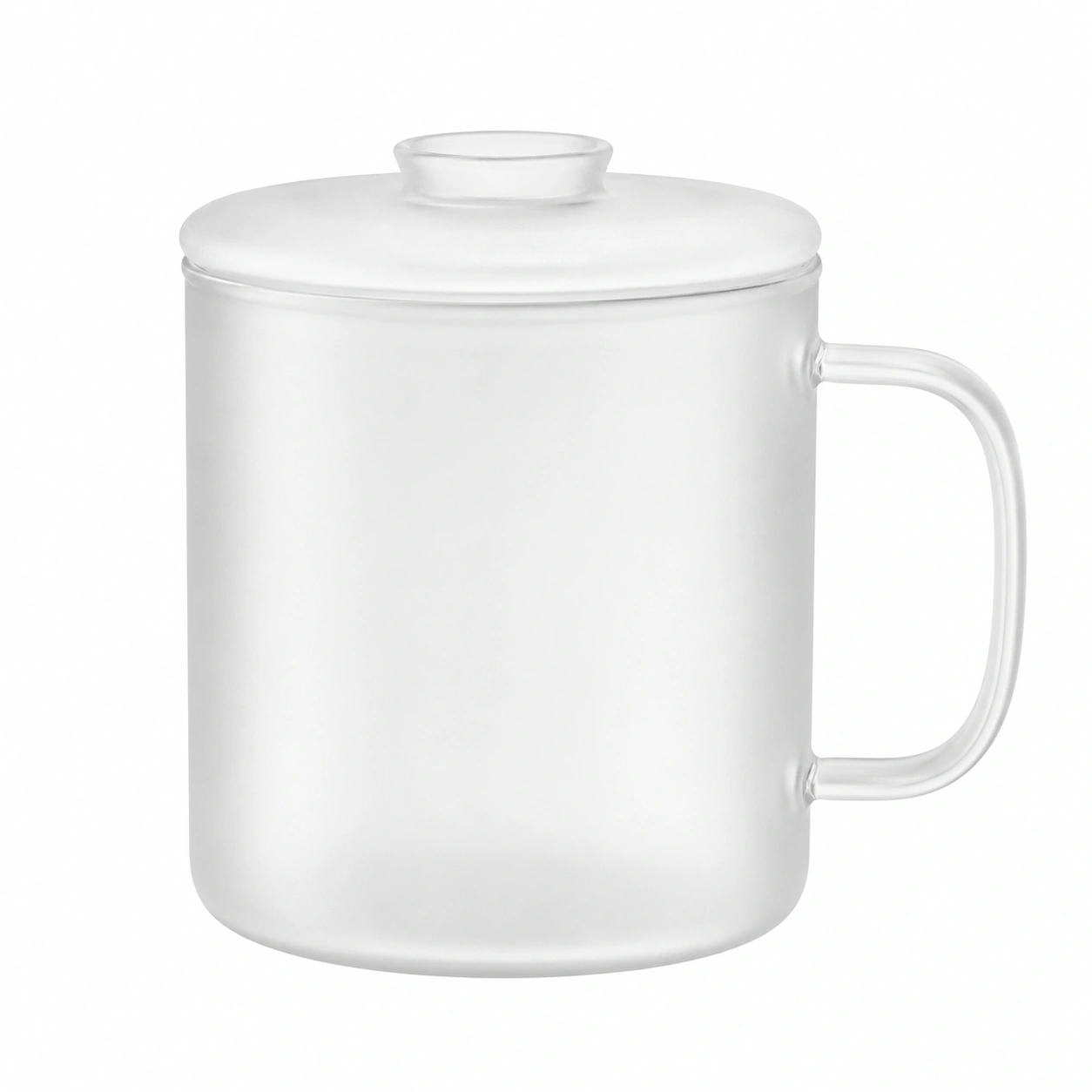 Taza de Vidrio Esmerilado con Tapa 600ml-BELLOMAISON