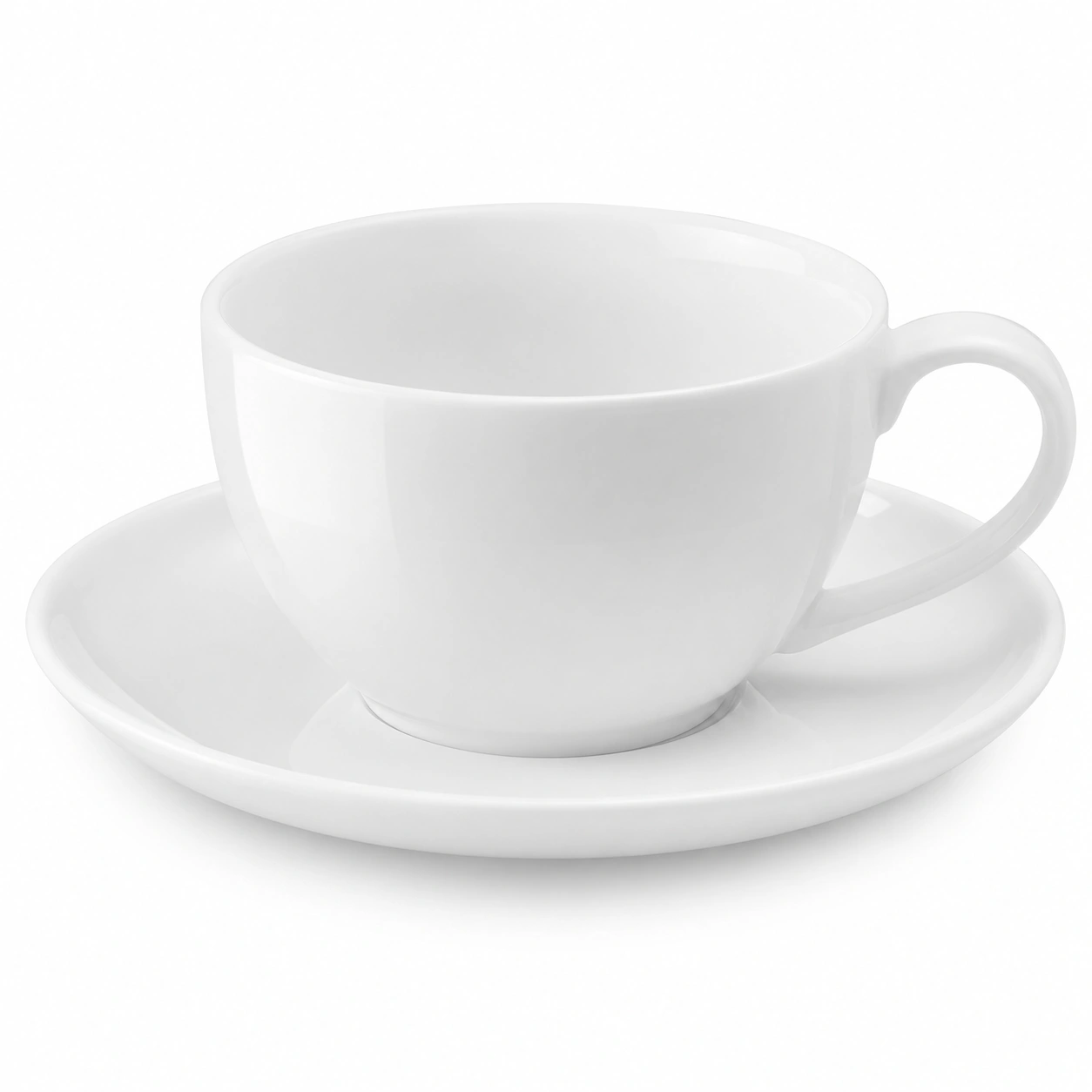 Taza y Plato de Porcelana Blanca 220ml-BELLOMAISON