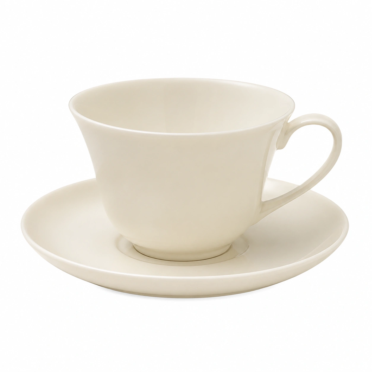 Juego de Taza y Platillo Crema de Cerámica-BELLOMAISON