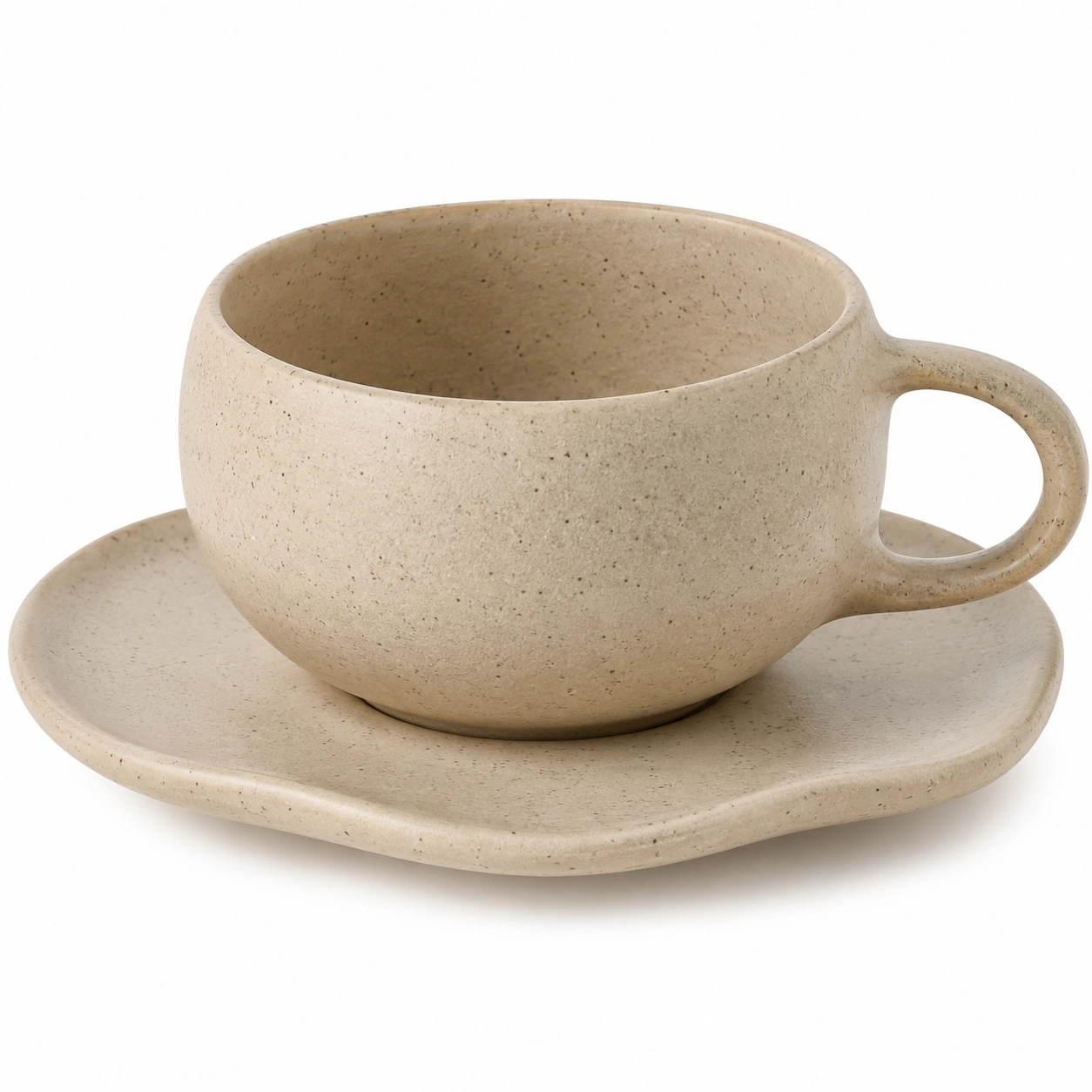 Taza de Cerámica con Platillo Beige 200ml-BELLOMAISON