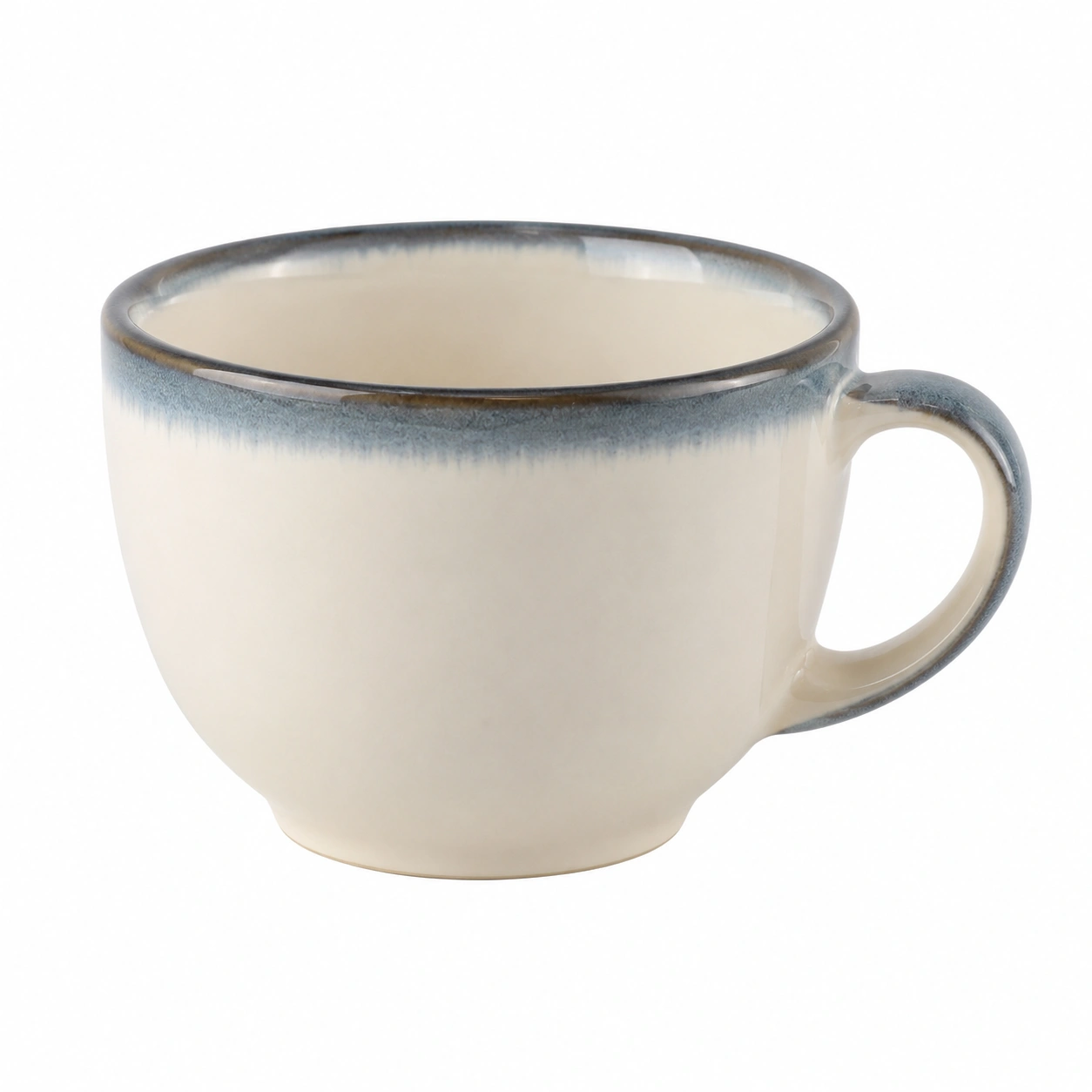 Taza de Cerámica Beige con Borde Azul-BELLOMAISON