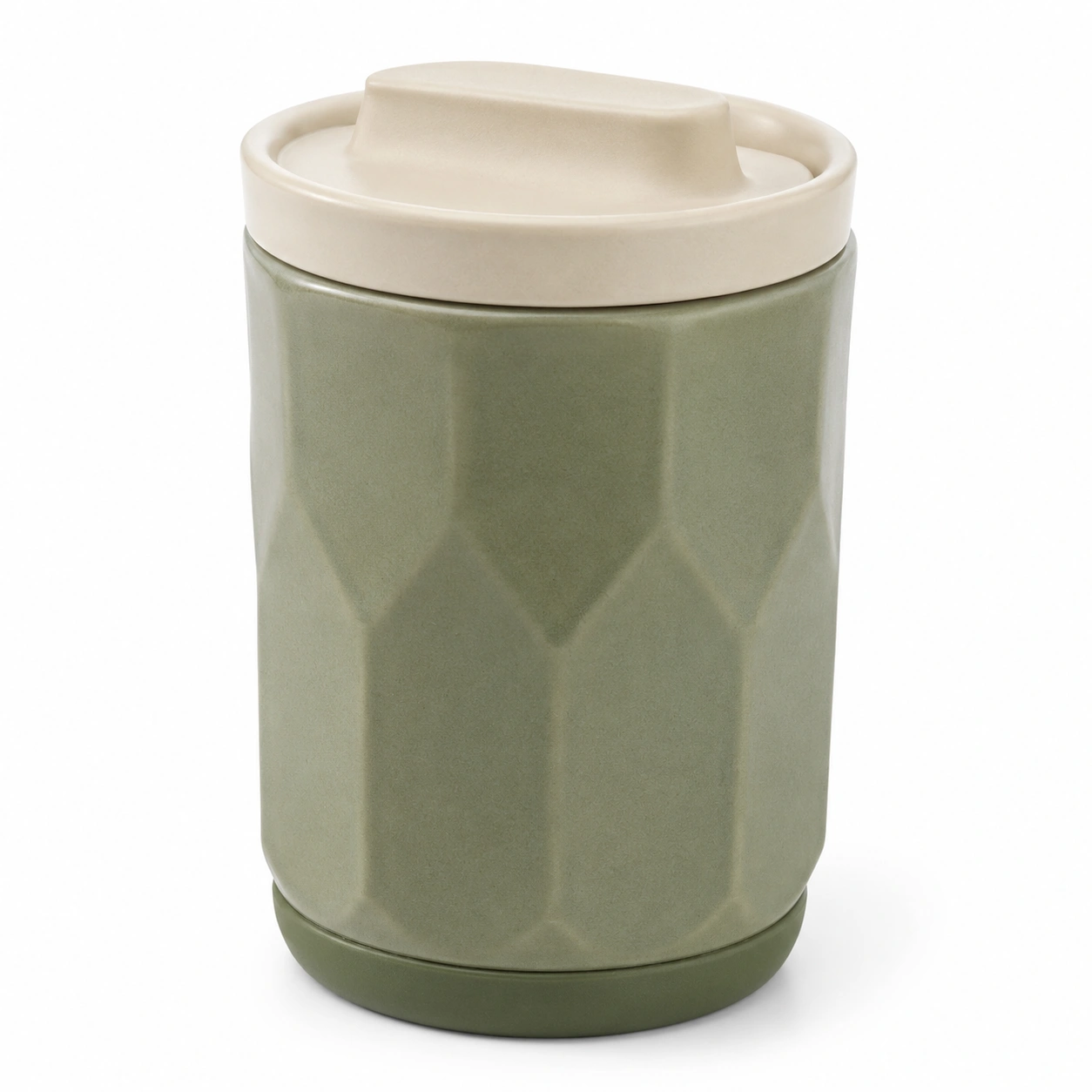 Taza de Viaje Aislante Verde y Beige 350ml-BELLOMAISON