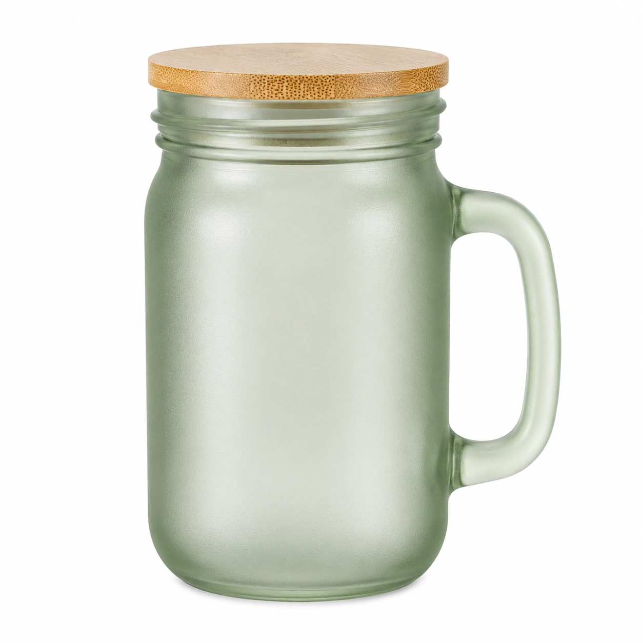 Taza de Vidrio Verde con Tapa de Bambú 500ml-BELLOMAISON