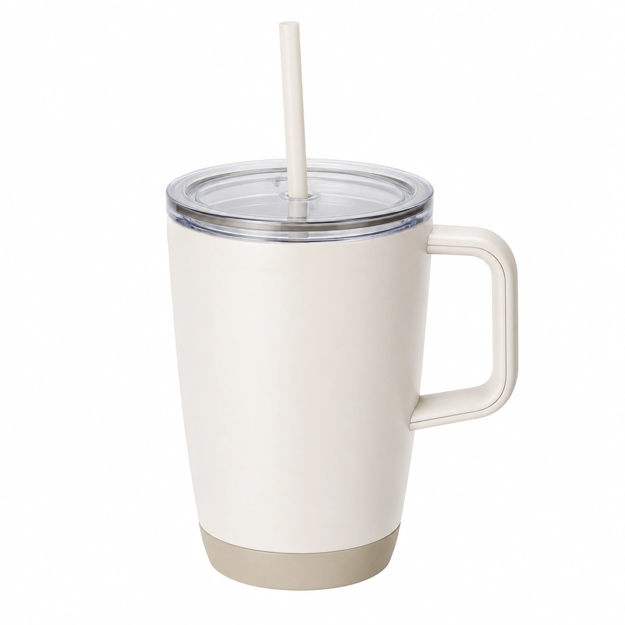 Taza con Asa y Pajita 450ml Blanco-BELLOMAISON