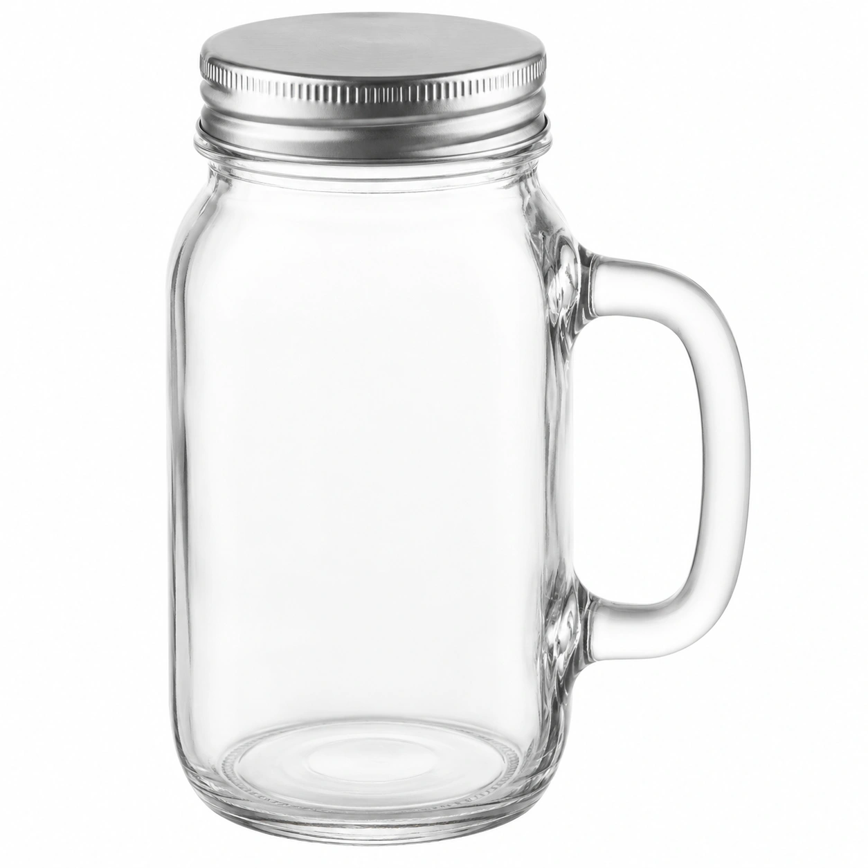 Vaso de Cristal con Asa y Tapa Metálica 500ml Transparente-BELLOMAISON