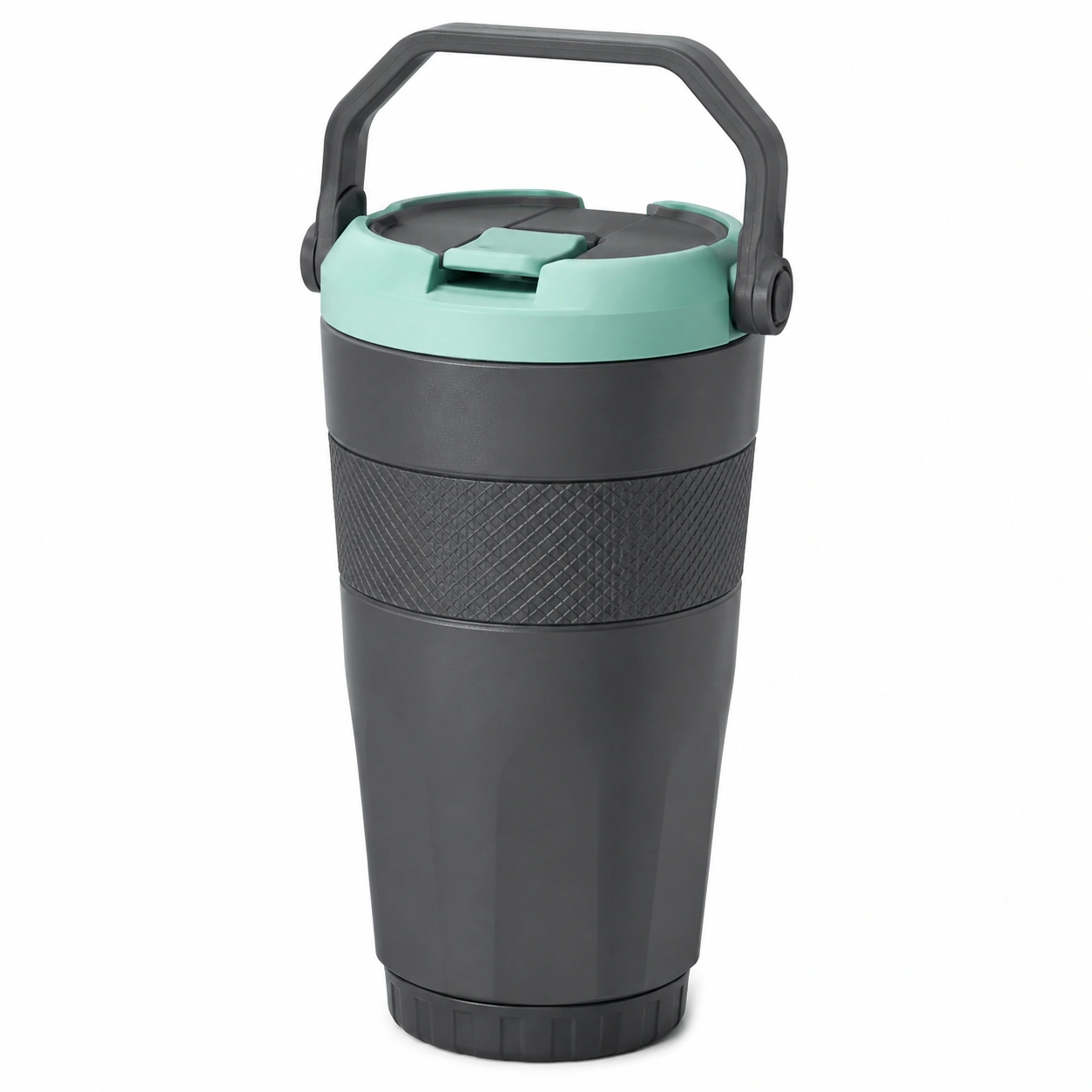 Taza térmica de viaje con asa plegable 500ml gris/verde-BELLOMAISON