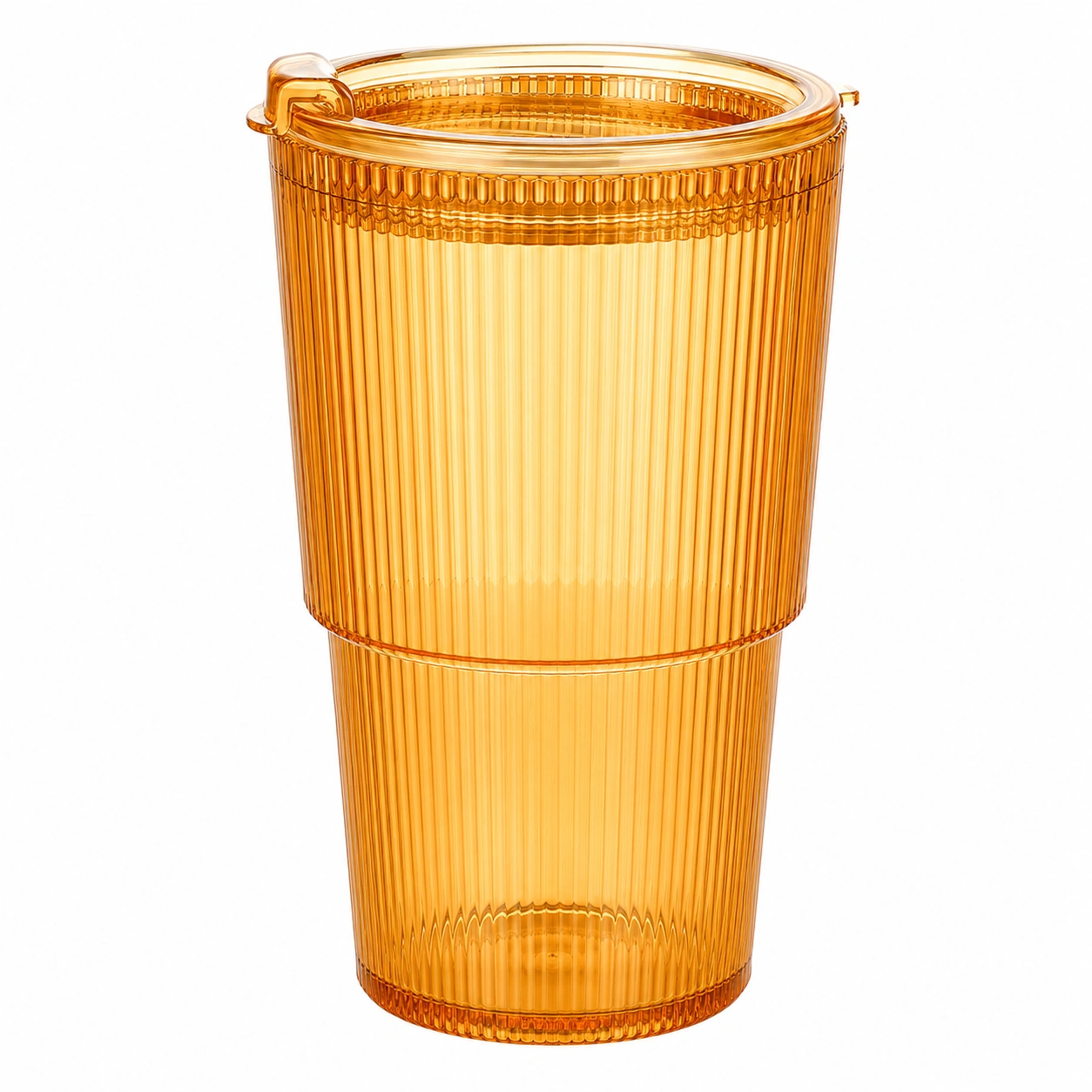 Vaso de 500ml con tapa a presión color ámbar-BELLOMAISON