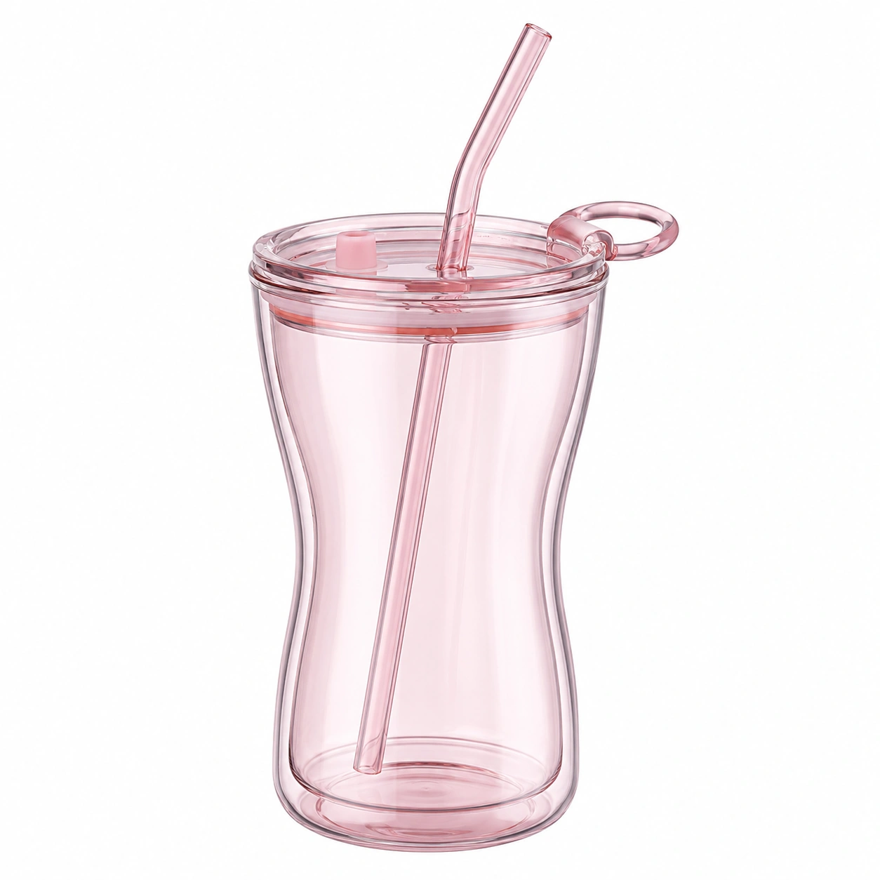 Vaso Térmico con Tapa y Pajita 450ml Rosa-BELLOMAISON