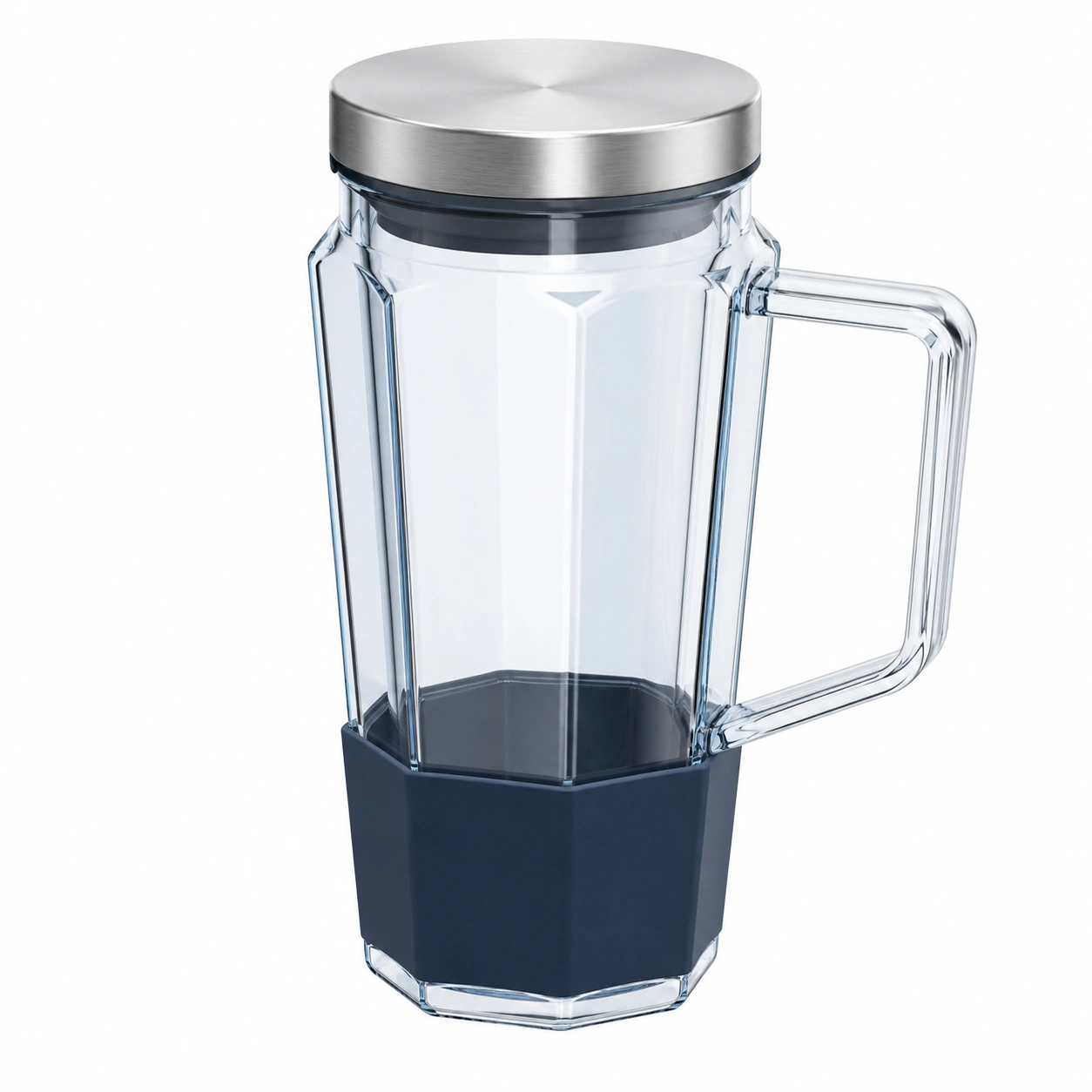 Jarra de Vidrio con Tapa de Acero 1000 ml Transparente y Azul-BELLOMAISON