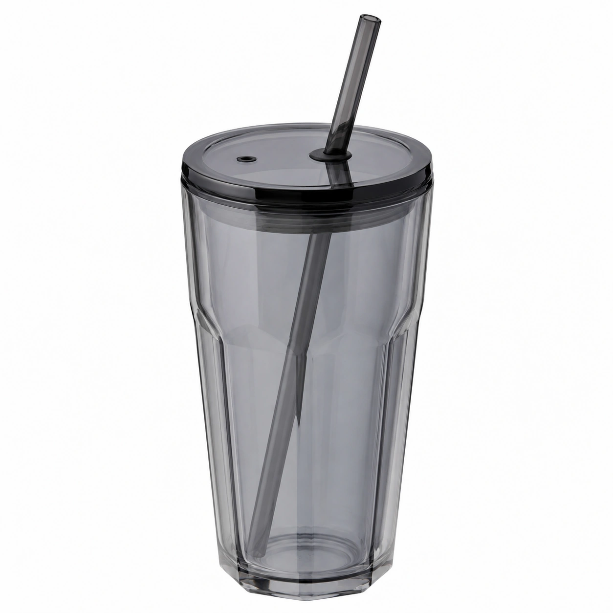 Vaso Transparente con Tapa y Pajita 500ml-BELLOMAISON