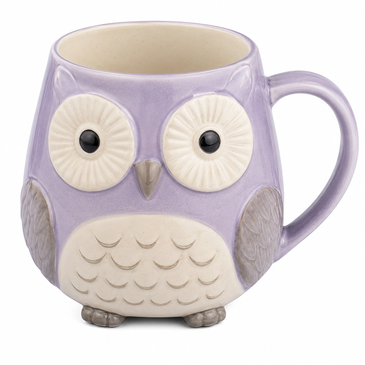 Taza de cerámica con diseño de búho 350ml color lila-BELLOMAISON