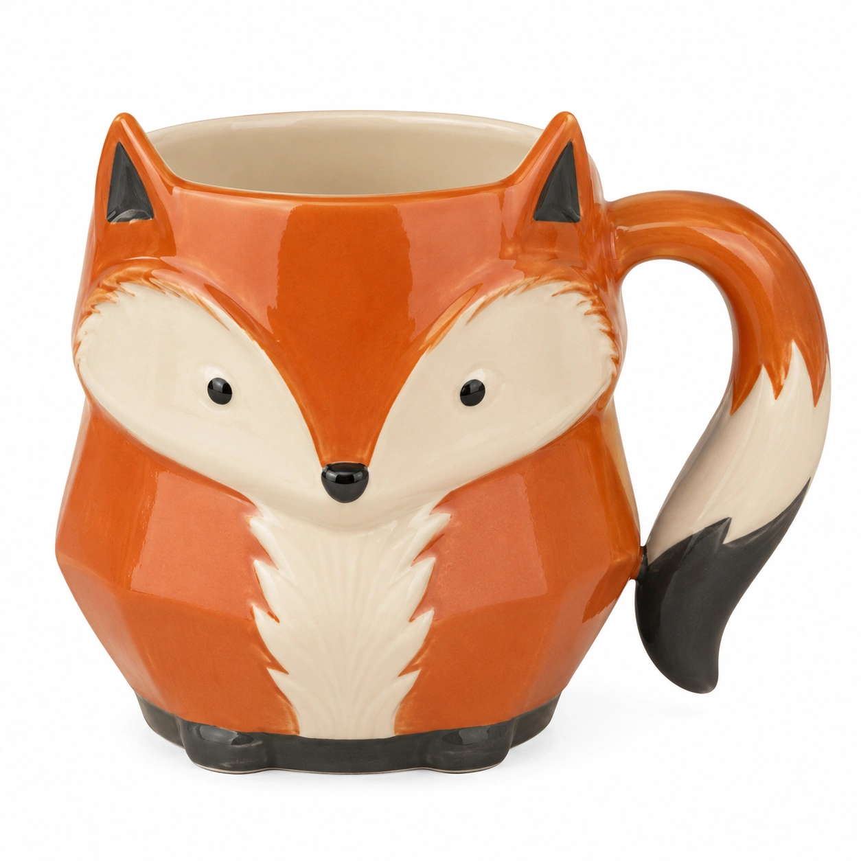 Taza de Cerámica Zorro Divertida Naranja/Blanco/Negro 350ml-BELLOMAISON