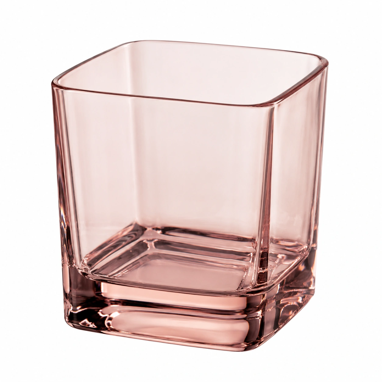 Vaso de Vidrio Cuadrado Rosa Transparente 250ml-BELLOMAISON