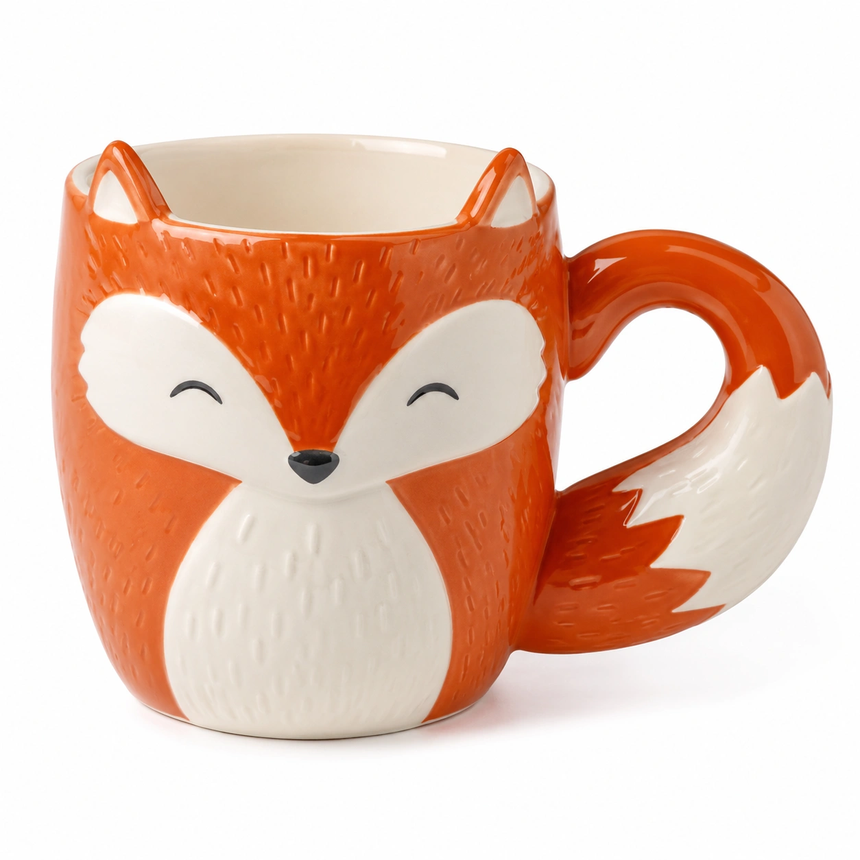 Taza de Cerámica Zorro 350ml Naranja y Blanco-BELLOMAISON