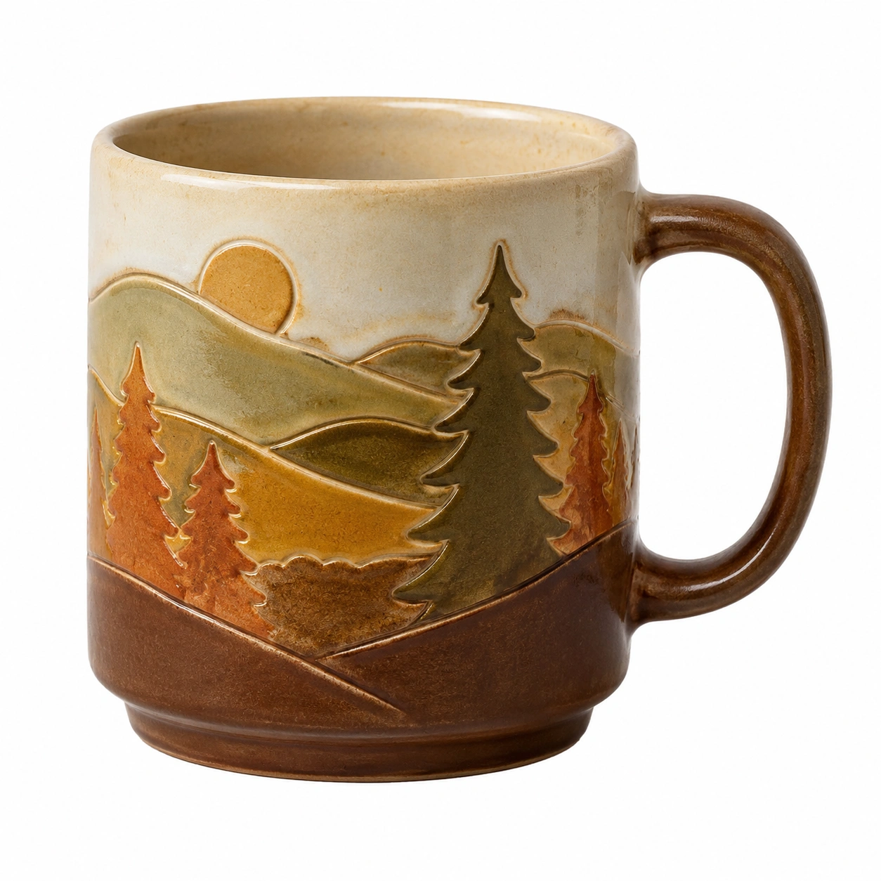 Taza de Cerámica Paisaje Natural en Relieve 350ml Marrón/Verde-BELLOMAISON