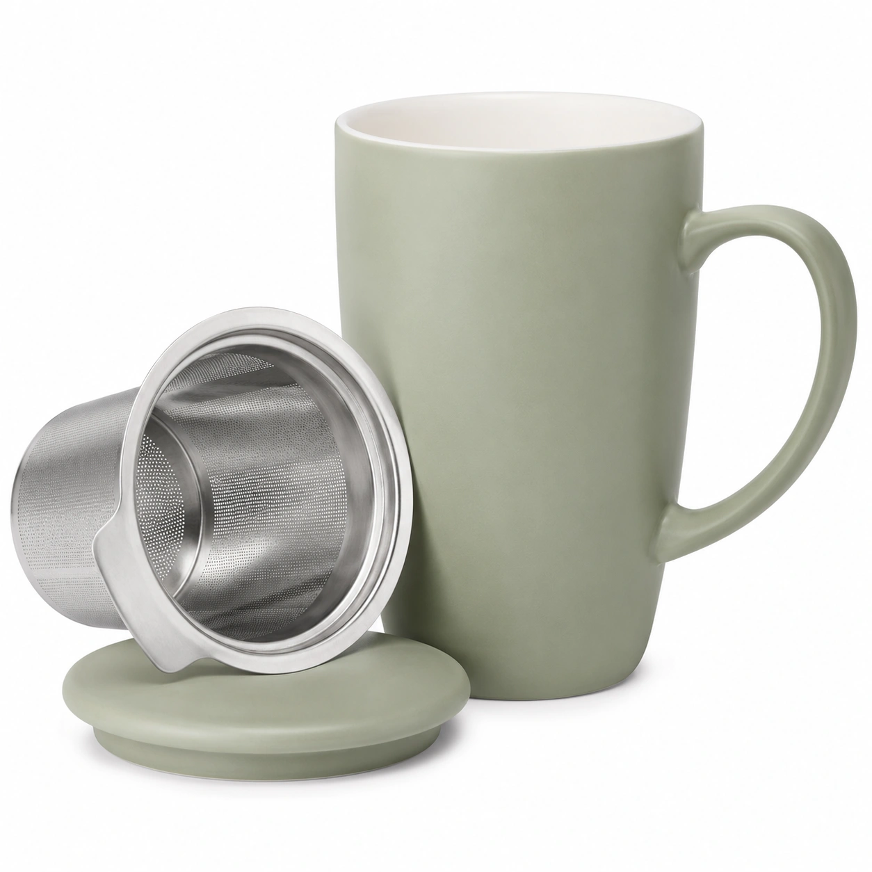 Taza Verde con Infusor de Acero Inoxidable 400ml-BELLOMAISON