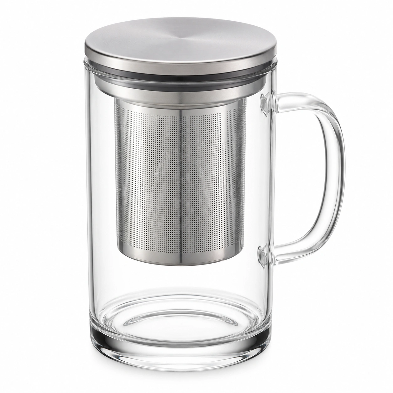 Taza de Vidrio Transparente con Infusor de Acero Inoxidable-BELLOMAISON