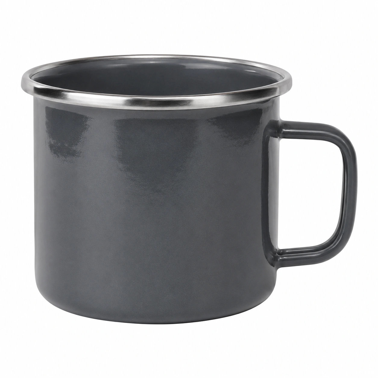 Taza Metálica Esmaltada de 350ml Gris-BELLOMAISON