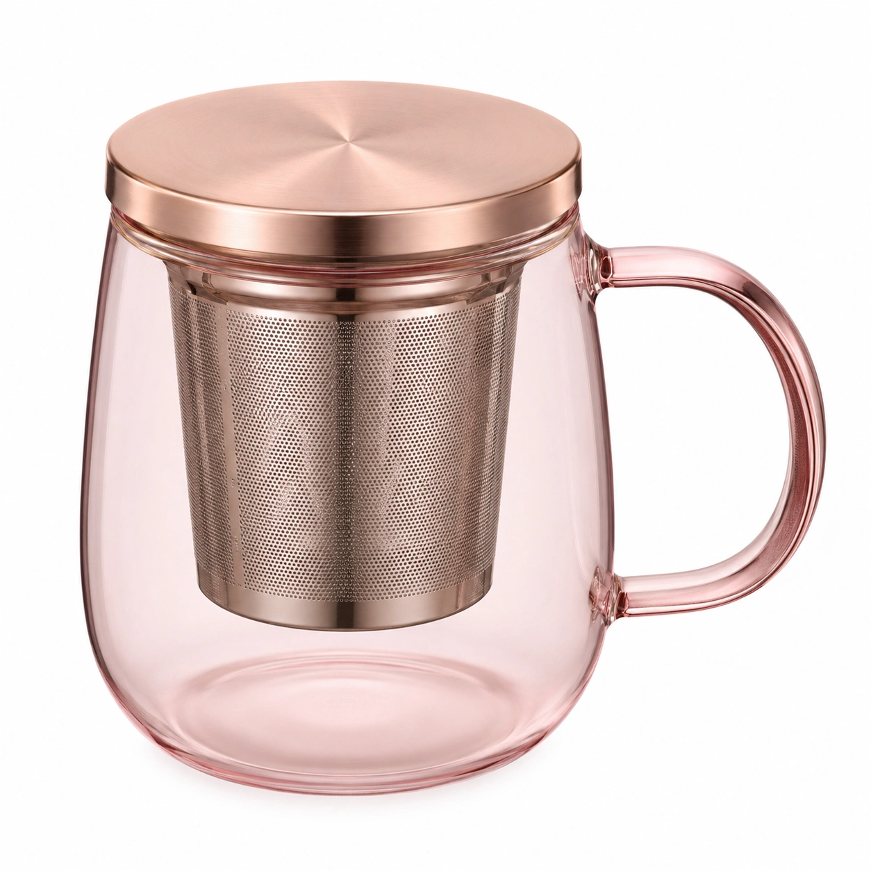 Taza de Vidrio con Infusor de Acero Inoxidable Rosa 350ml-BELLOMAISON