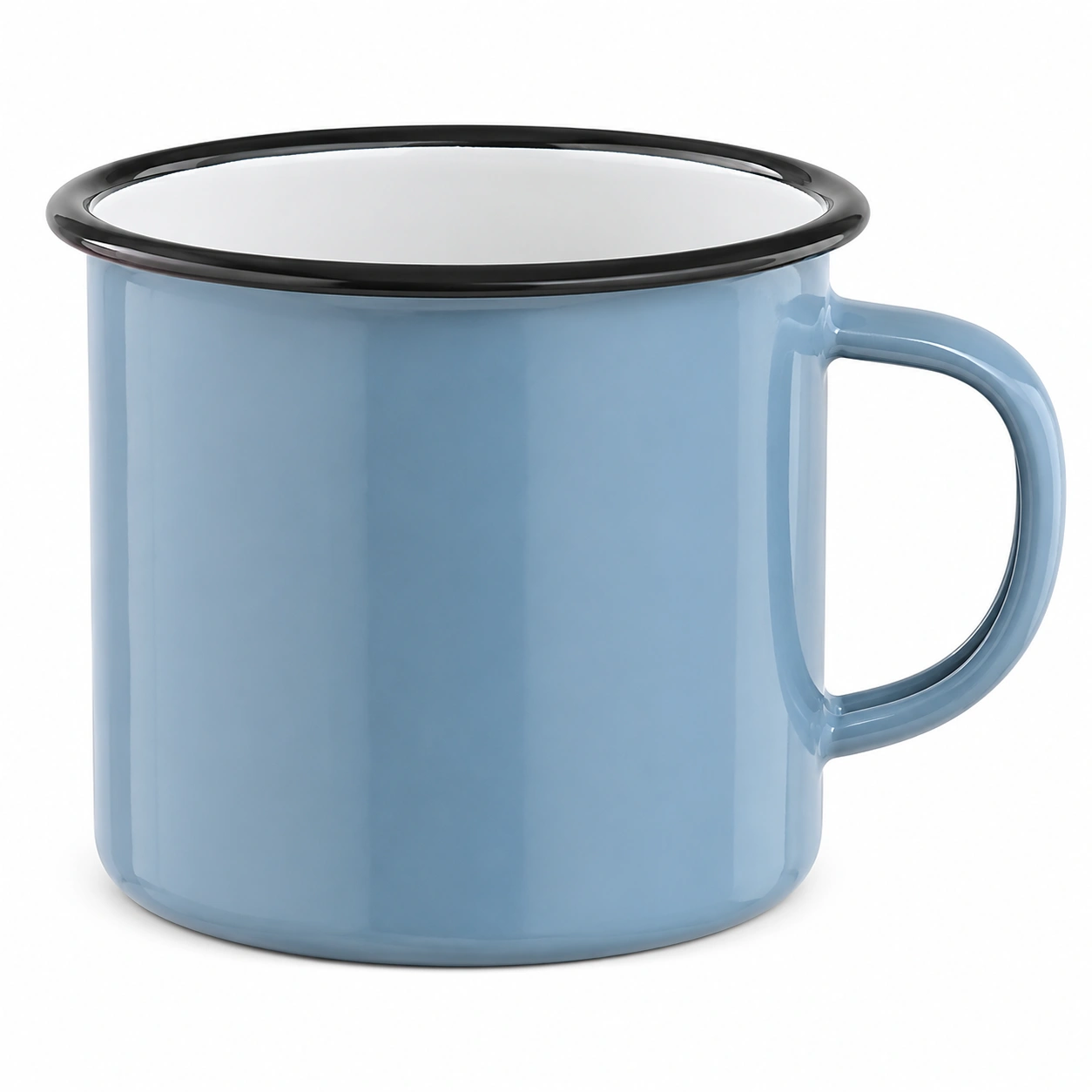 Taza Esmaltada Azul con Borde Negro 350ml-BELLOMAISON