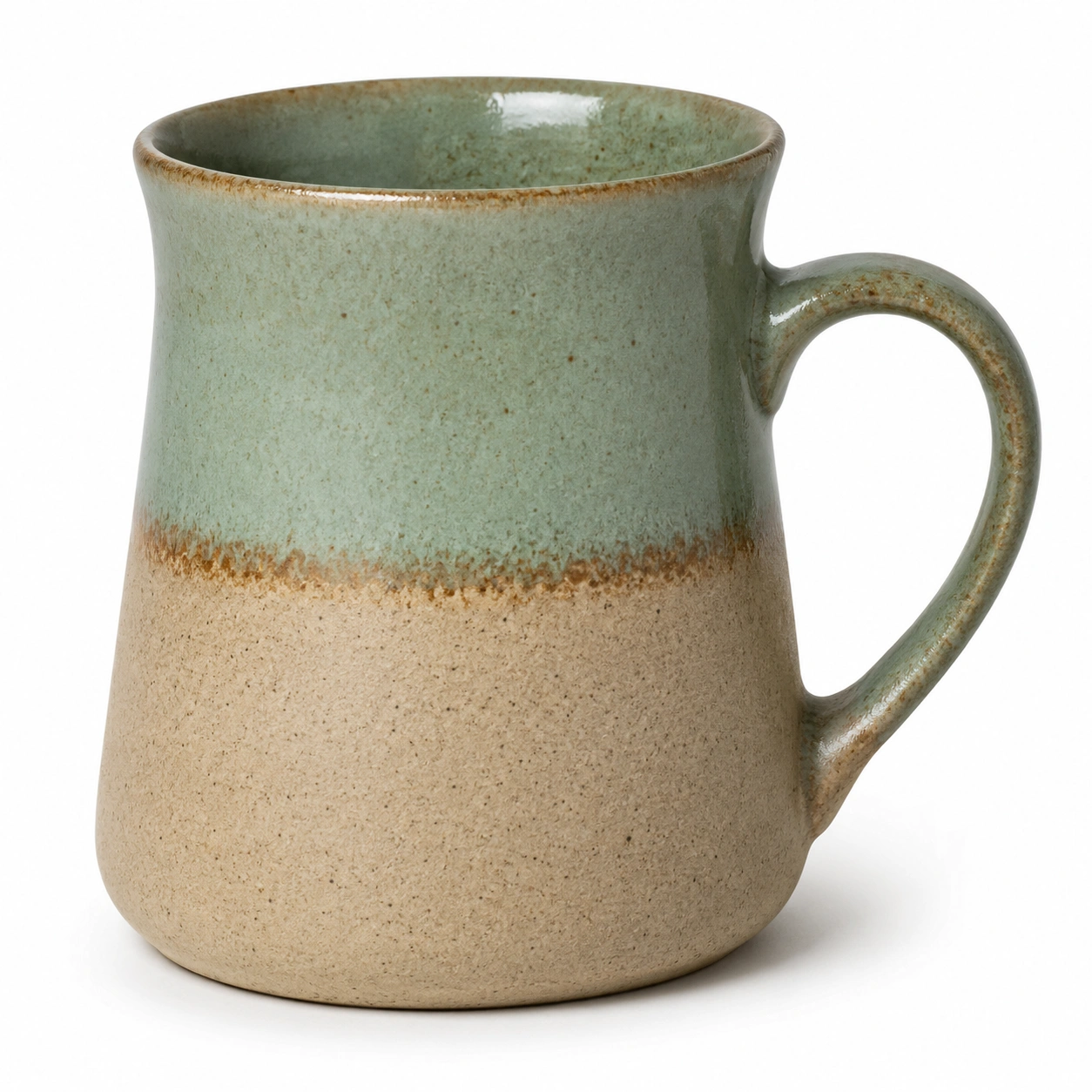 Taza de Cerámica Verde y Beige, Capacidad 300 ml-BELLOMAISON