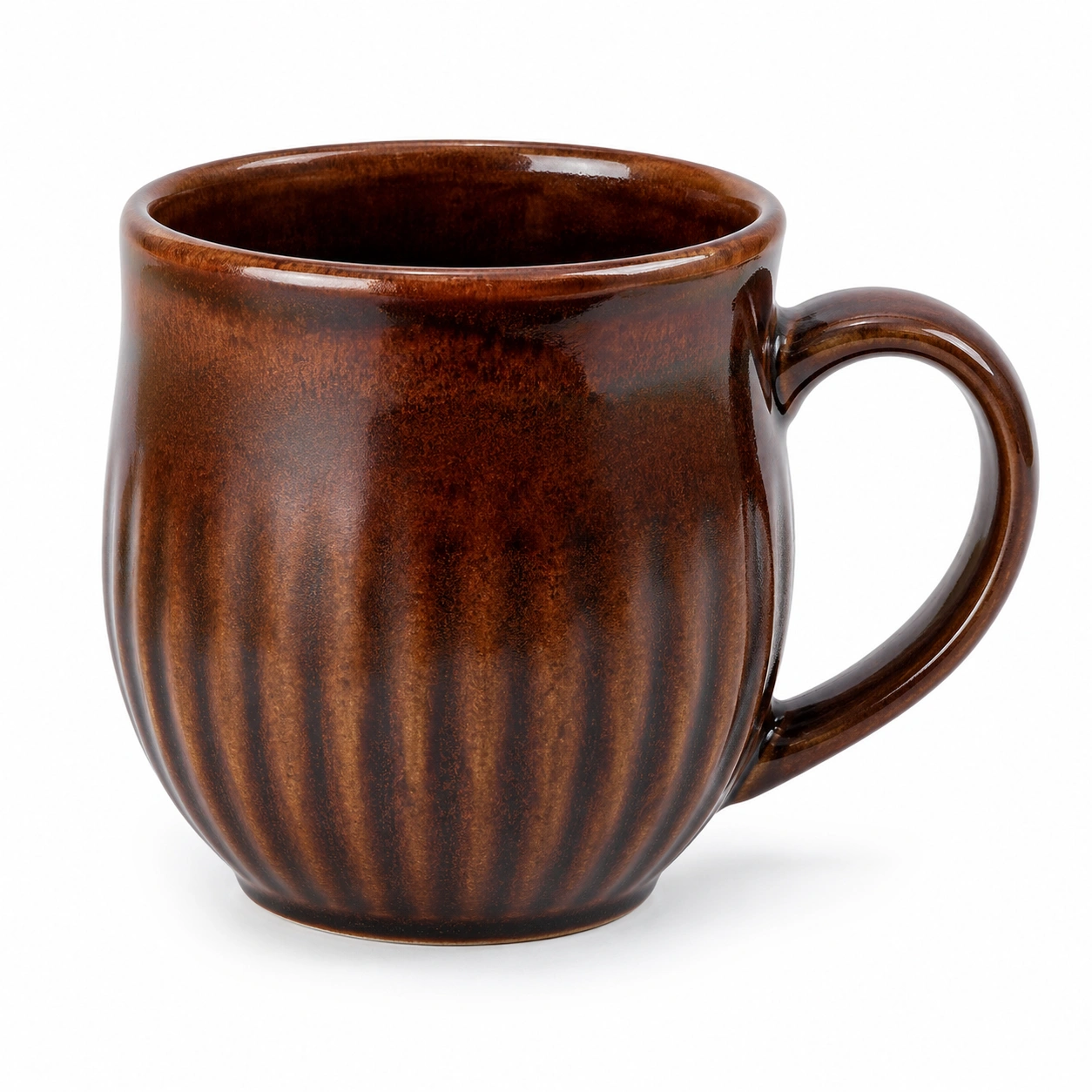 Taza de cerámica marrón rústica ondulada - 350ml-BELLOMAISON