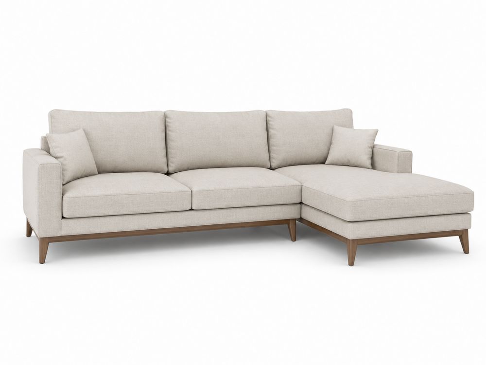 Ecksofa mit Ottomane aus Stoff Beige