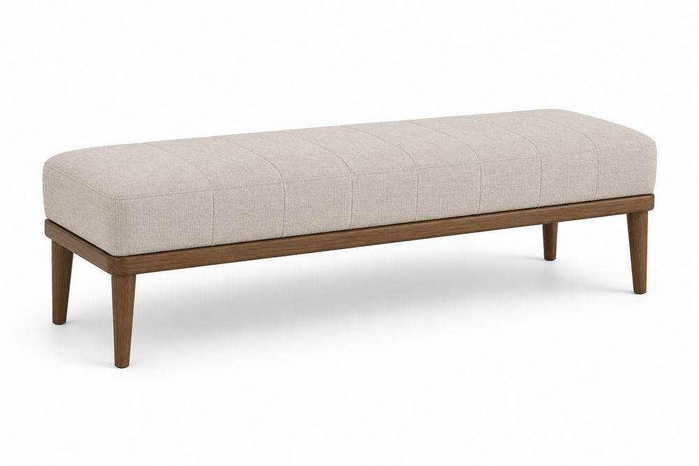 Bank Leinenstoff Holz Beige 160x50x45 cm