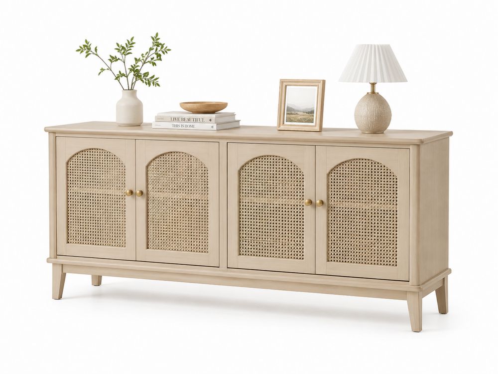 Sideboard Holz Rattan Beige