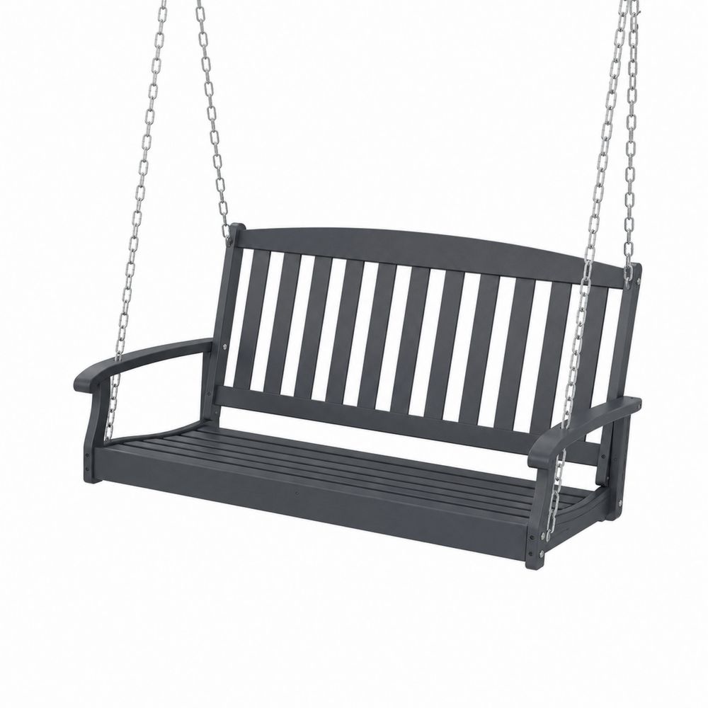 Gartenschaukel Holz 2-Sitzer mit Metallkette Grau