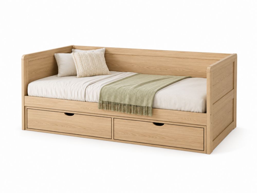 Holzbett mit Matratze und Schubladen 200x90 cm