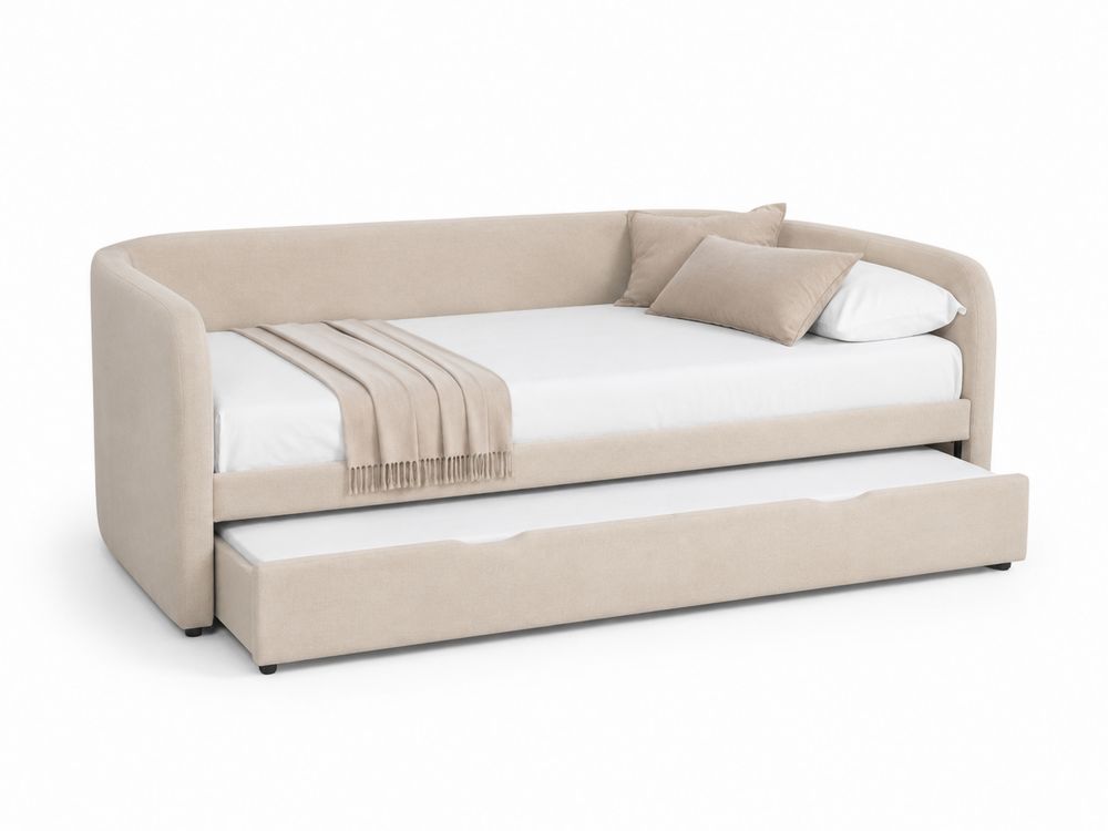 Polster-Tagesbett mit Ausziehbett Beige 200x90 cm