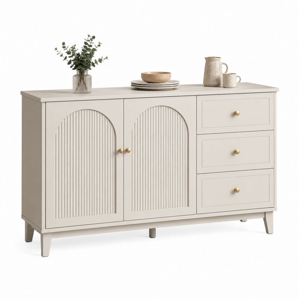 Buffetschrank mit 3 Schubladen und 2 Türen Holz Beige