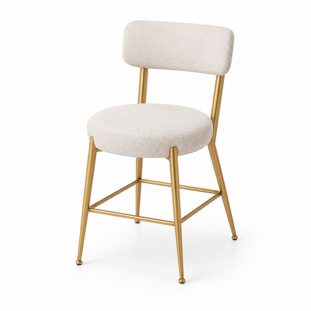 Esszimmerstuhl Metall Polyester Creme/Gold